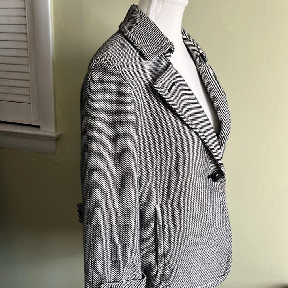 Talbots houndstooth cotton black white fully lined blazer jacket - Picture 16 of 17